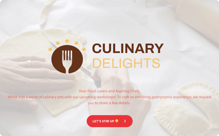 Cooking Workshop Registration Form Template Cooking Workshop Registration Form Template